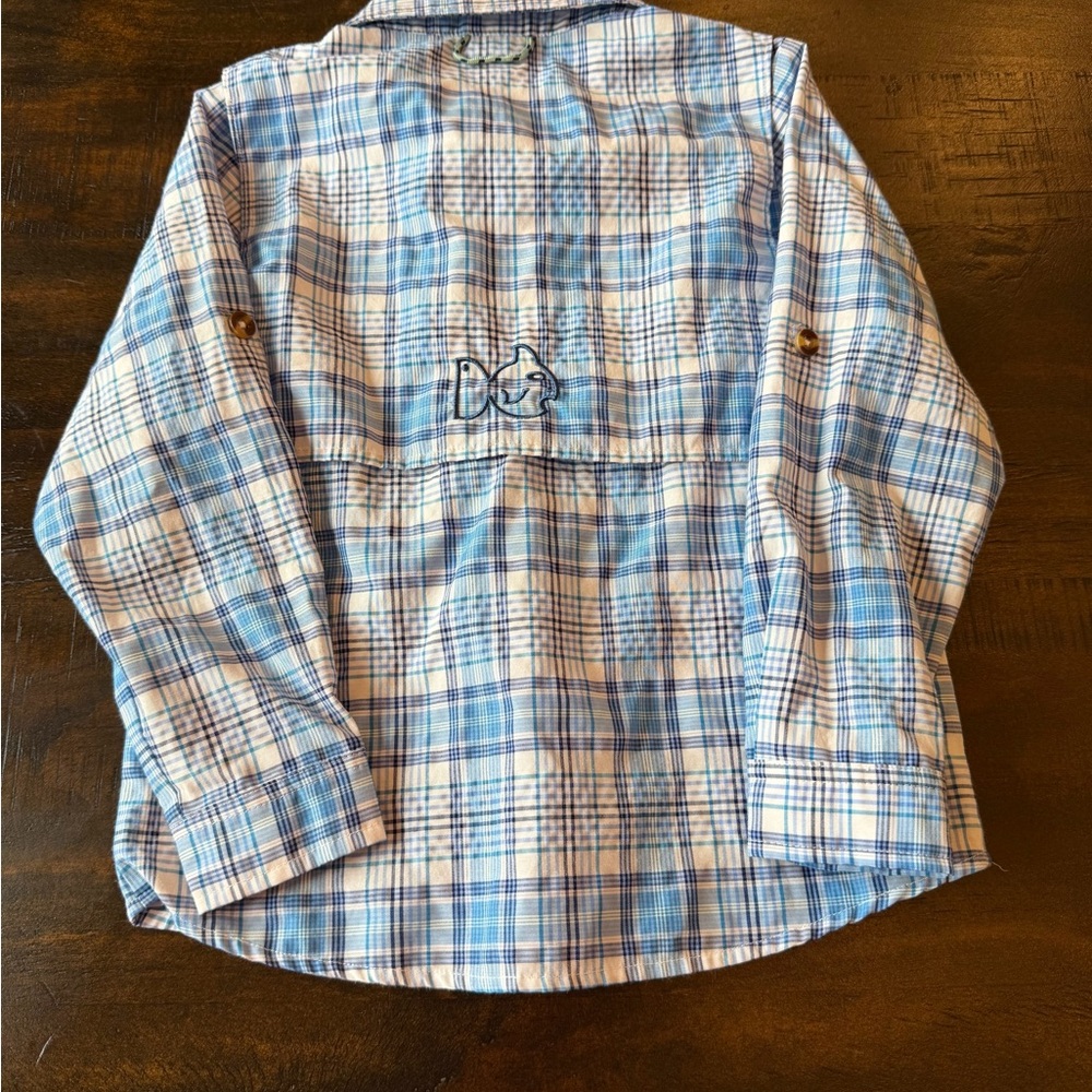 Boys' Blue Plaid Button-Up Shirt - Picture 2 of 2
